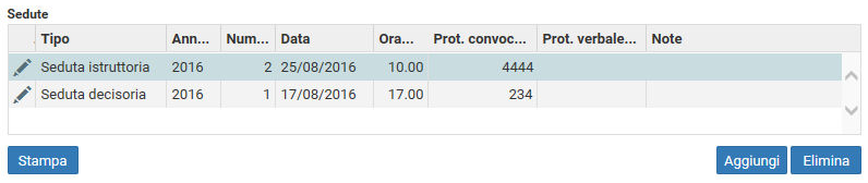 2. Gestione delle sedute