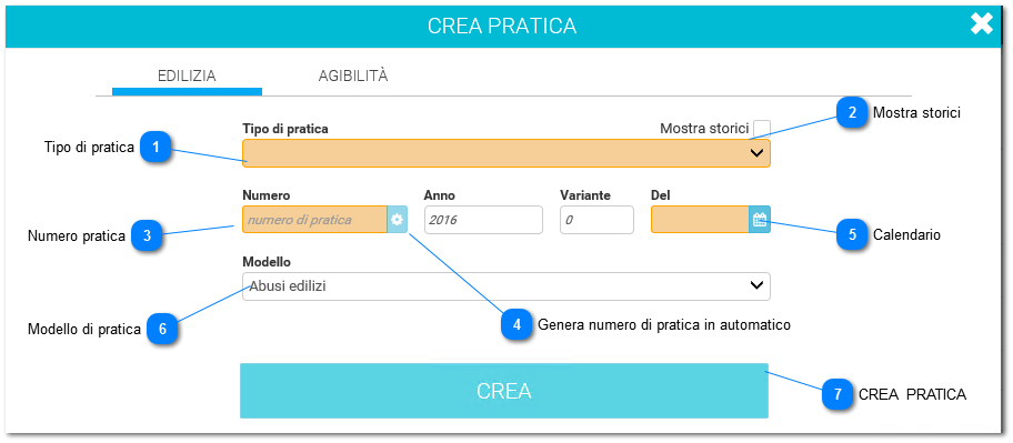 Crea una pratica edilizia