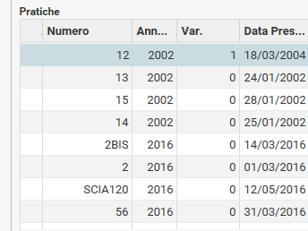 1. Elenco delle pratiche all'ordine del giorno.