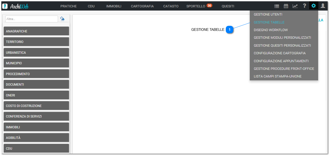 Gestione tabelle