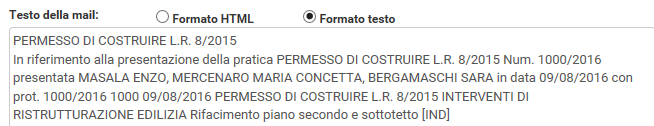 10. Testo dell'email