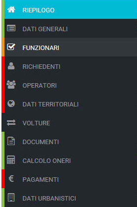 2. Menu dei dati della pratica 