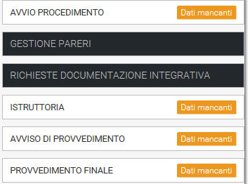 4. Menu delle fasi del processo